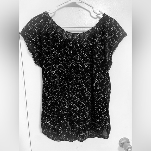 LC Lauren Conrad Black and White Polka Dot Blouse - Picture 2 of 3